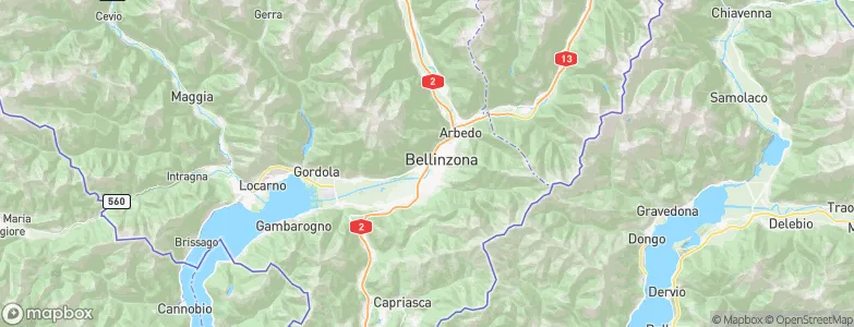 Bellinzona District, Switzerland Map