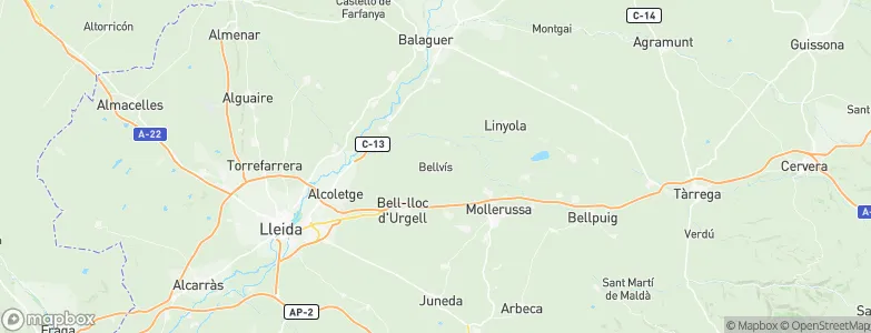 Bellvís, Spain Map