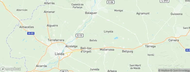 Bellvís, Spain Map