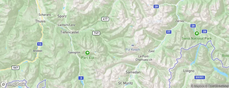 Bergün/Bravuogn, Switzerland Map