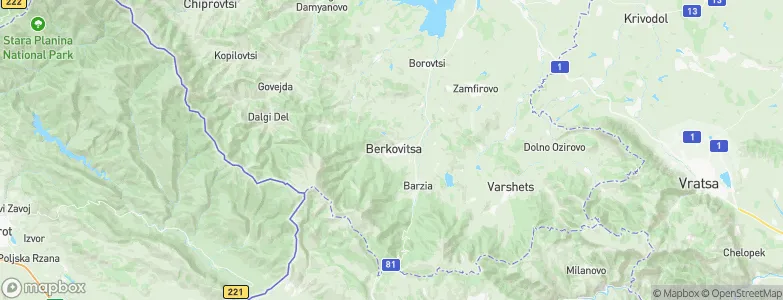Berkovitsa Municipality, Bulgaria Map