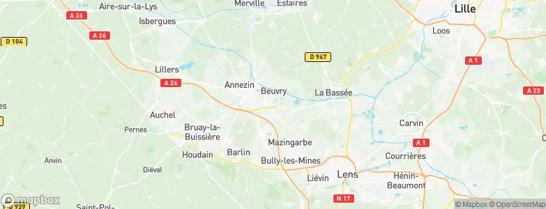 Beuvry, France Map