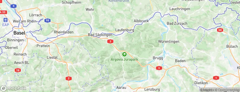 Bezirk Laufenburg, Switzerland Map