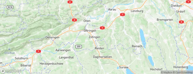 Bezirk Zofingen, Switzerland Map