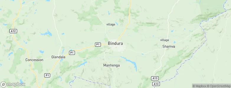 Bindura, Zimbabwe Map
