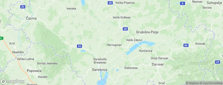 Bjelovarsko-Bilogorska Županija, Croatia Map