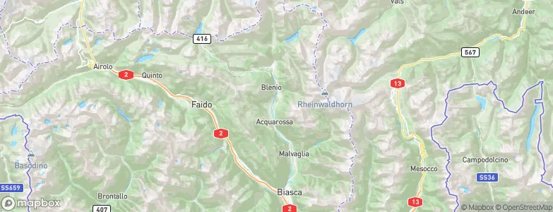 Blenio District, Switzerland Map