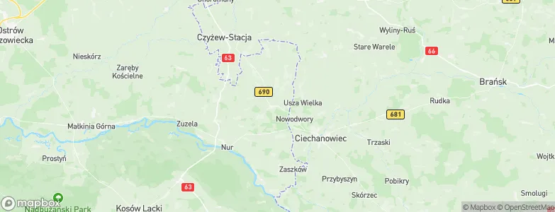 Boguty-Pianki, Poland Map