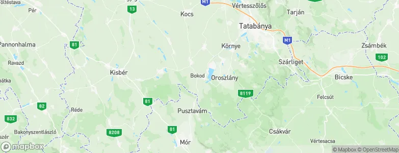 Bokod, Hungary Map