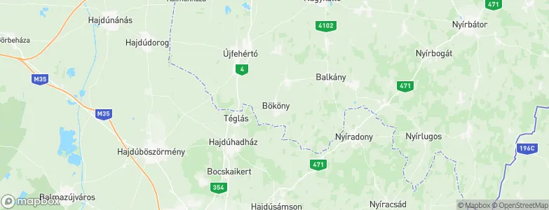 Bököny, Hungary Map