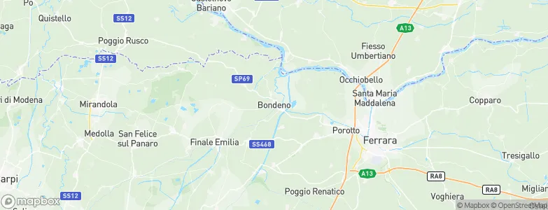 Bondeno, Italy Map