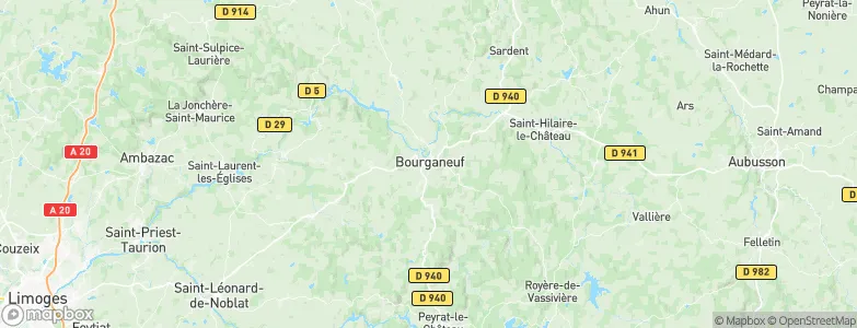 Bourganeuf, France Map