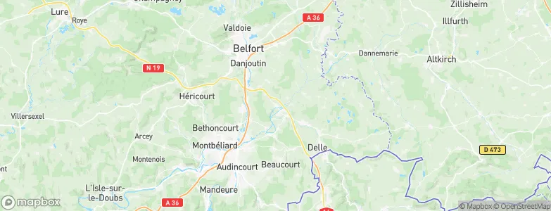 Bourogne, France Map