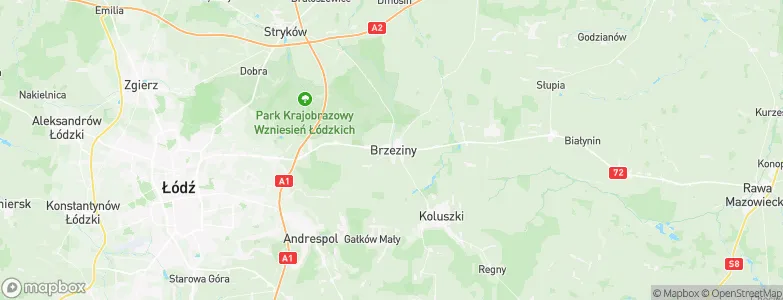 Brzeziny, Poland Map