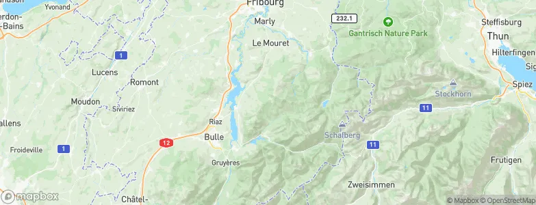 Canton of Fribourg, Switzerland Map