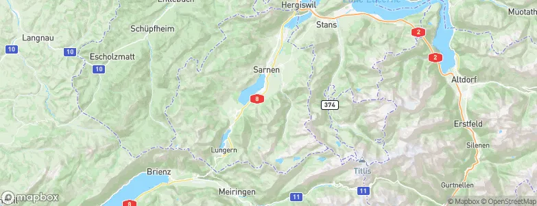 Canton of Obwalden, Switzerland Map