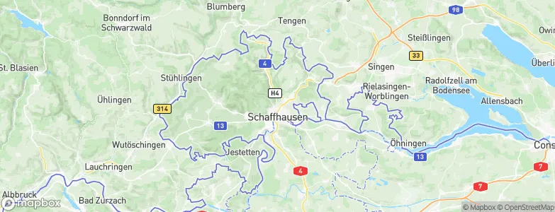 Canton of Schaffhausen, Switzerland Map