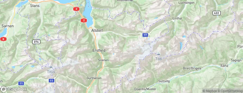 Canton of Uri, Switzerland Map