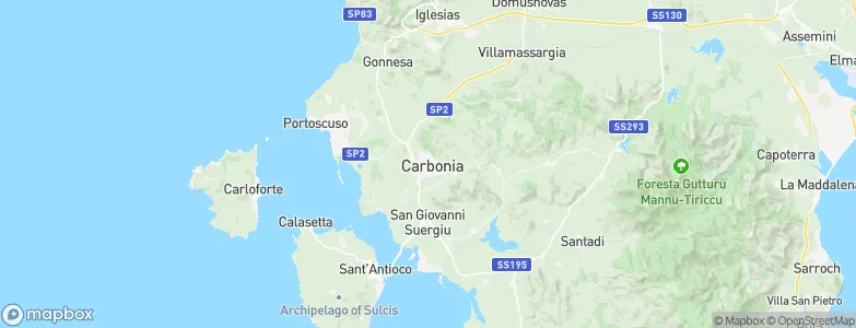 Carbonia, Italy Map
