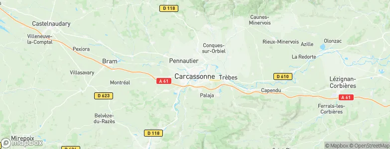 Carcassonne, France Map