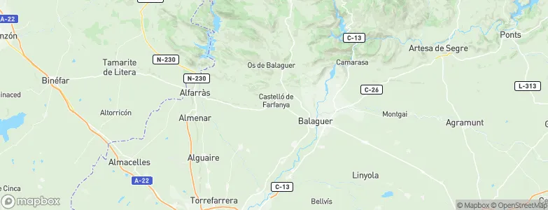 Castelló de Farfanya, Spain Map