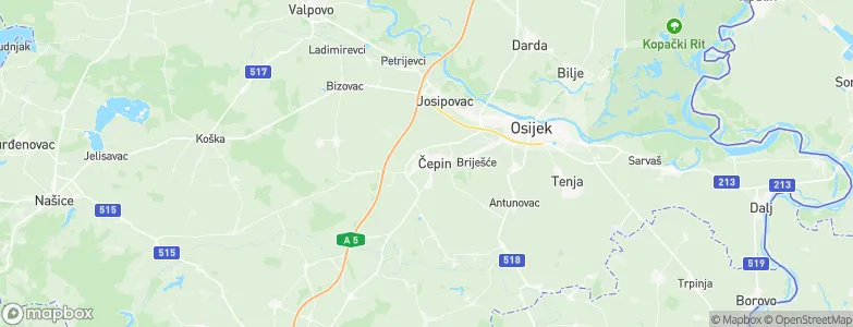 Čepin, Croatia Map