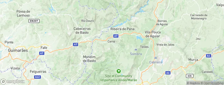 Cerva, Portugal Map