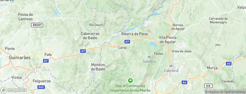 Cerva, Portugal Map