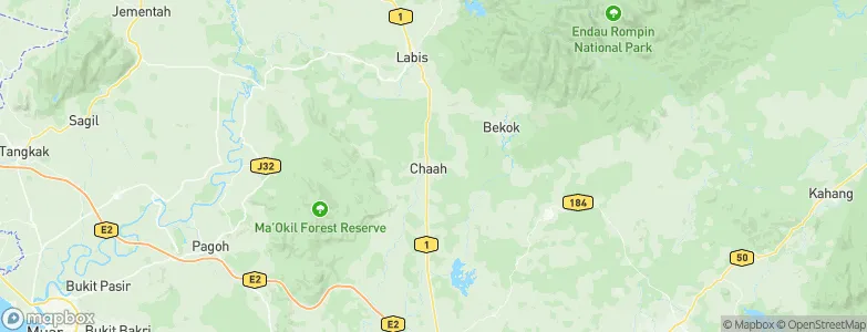 Chaah, Malaysia Map