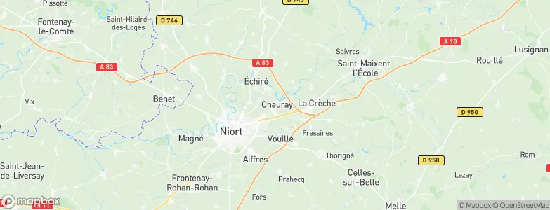 Chauray, France Map