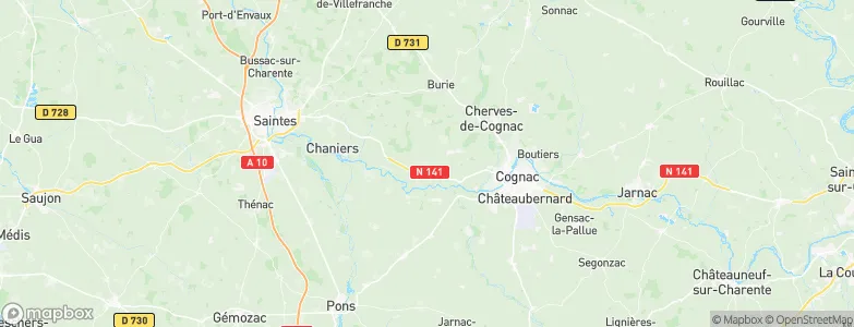 Chérac, France Map