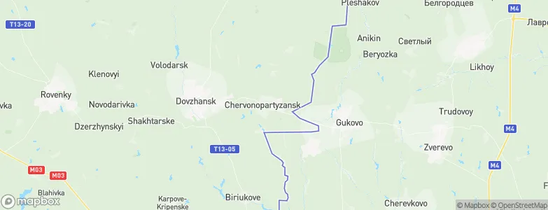 Chervonopartizansk, Ukraine Map