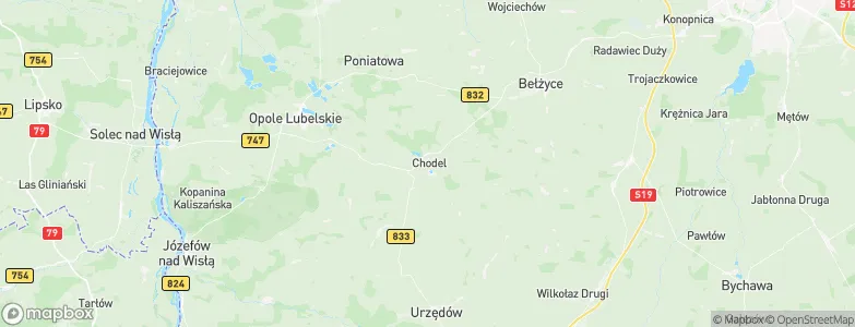 Chodel, Poland Map