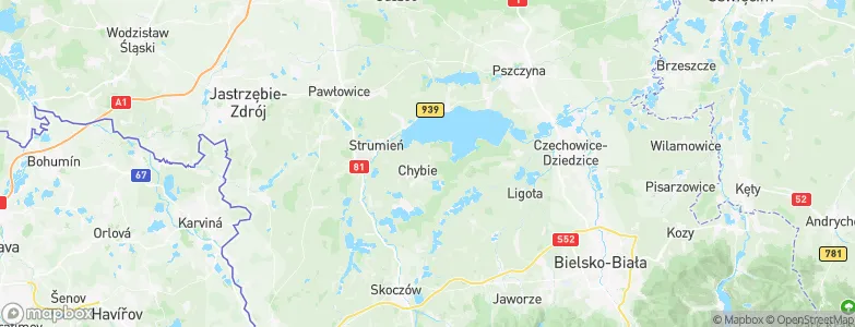 Chybie, Poland Map
