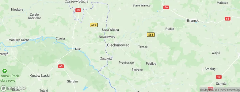 Ciechanowiec, Poland Map