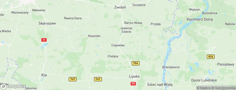 Ciepielów, Poland Map