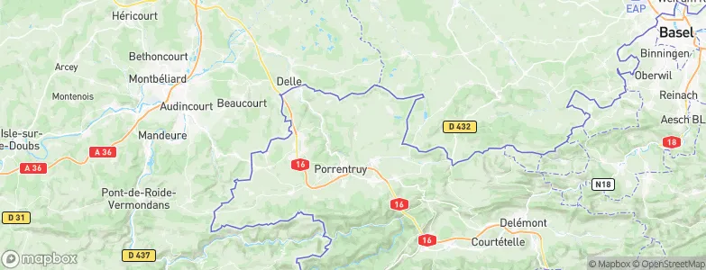 Coeuve, Switzerland Map