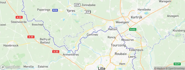 Comines, France Map