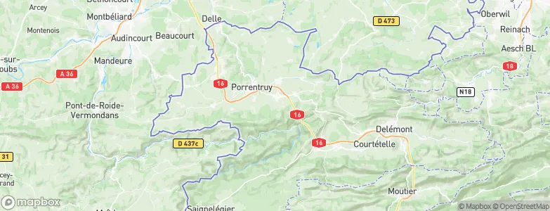 Courgenay, Switzerland Map