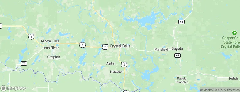 Crystal Falls, United States Map