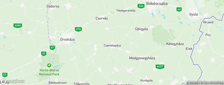 Csanádapáca, Hungary Map