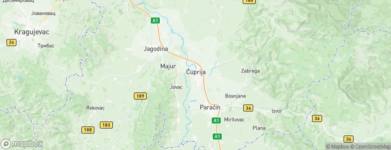 Ćuprija, Serbia Map