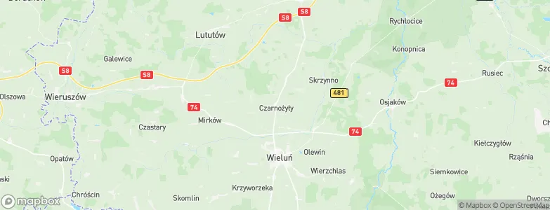 Czarnożyły, Poland Map