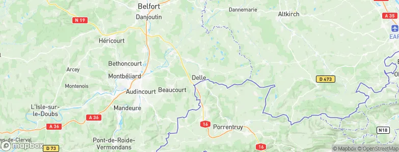 Delle, France Map