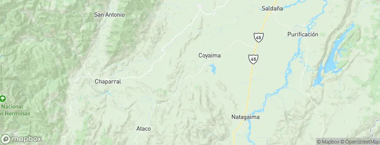 Departamento de Tolima, Colombia Map