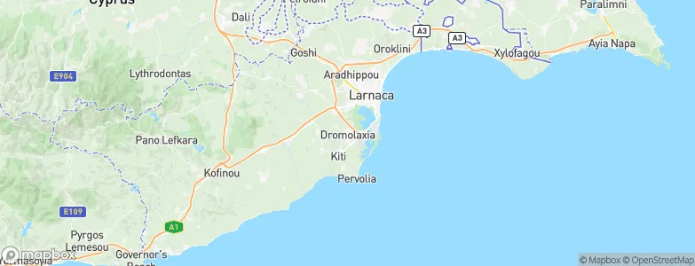 Dhromolaxia, Cyprus Map