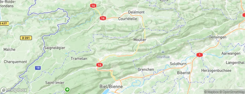 District de Moutier, Switzerland Map