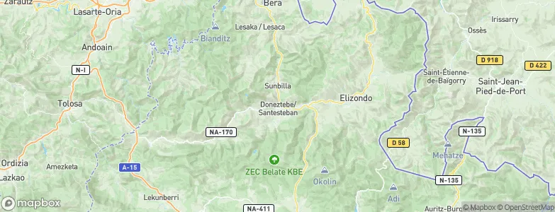 Doneztebe/Santesteban, Spain Map