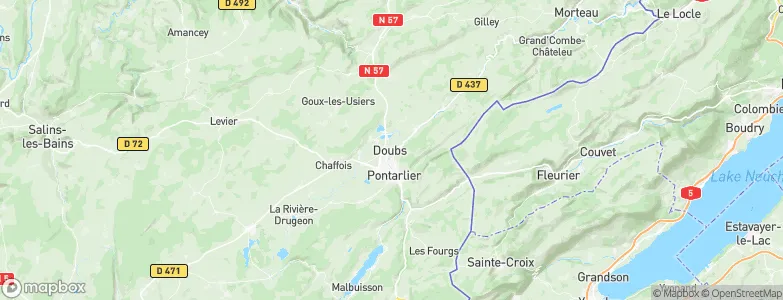 Doubs, France Map