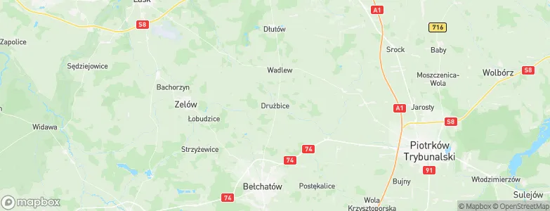 Drużbice, Poland Map